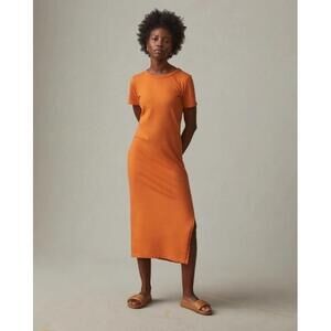 American Giant Midi Shirt Dress‎ Short Sleeve Small Orange Tee Minimalist Soft